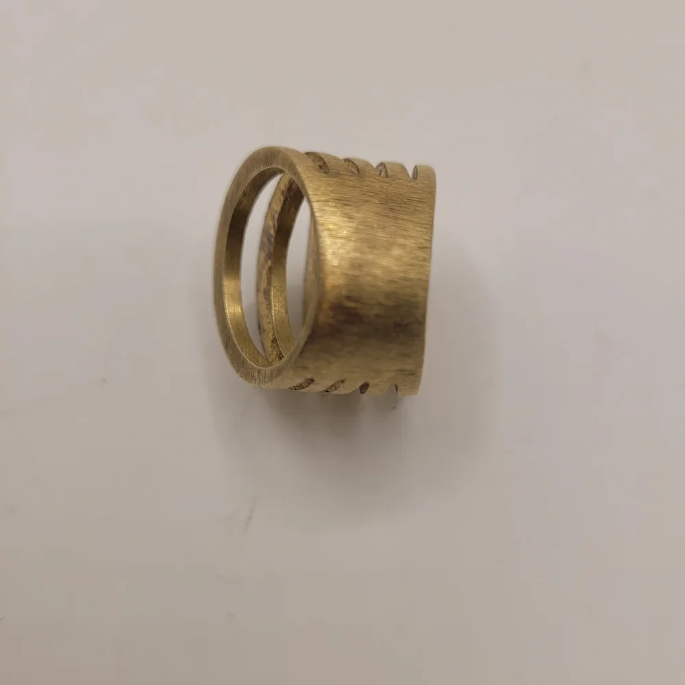 Brass Gold Tone Metal Abstract Ring